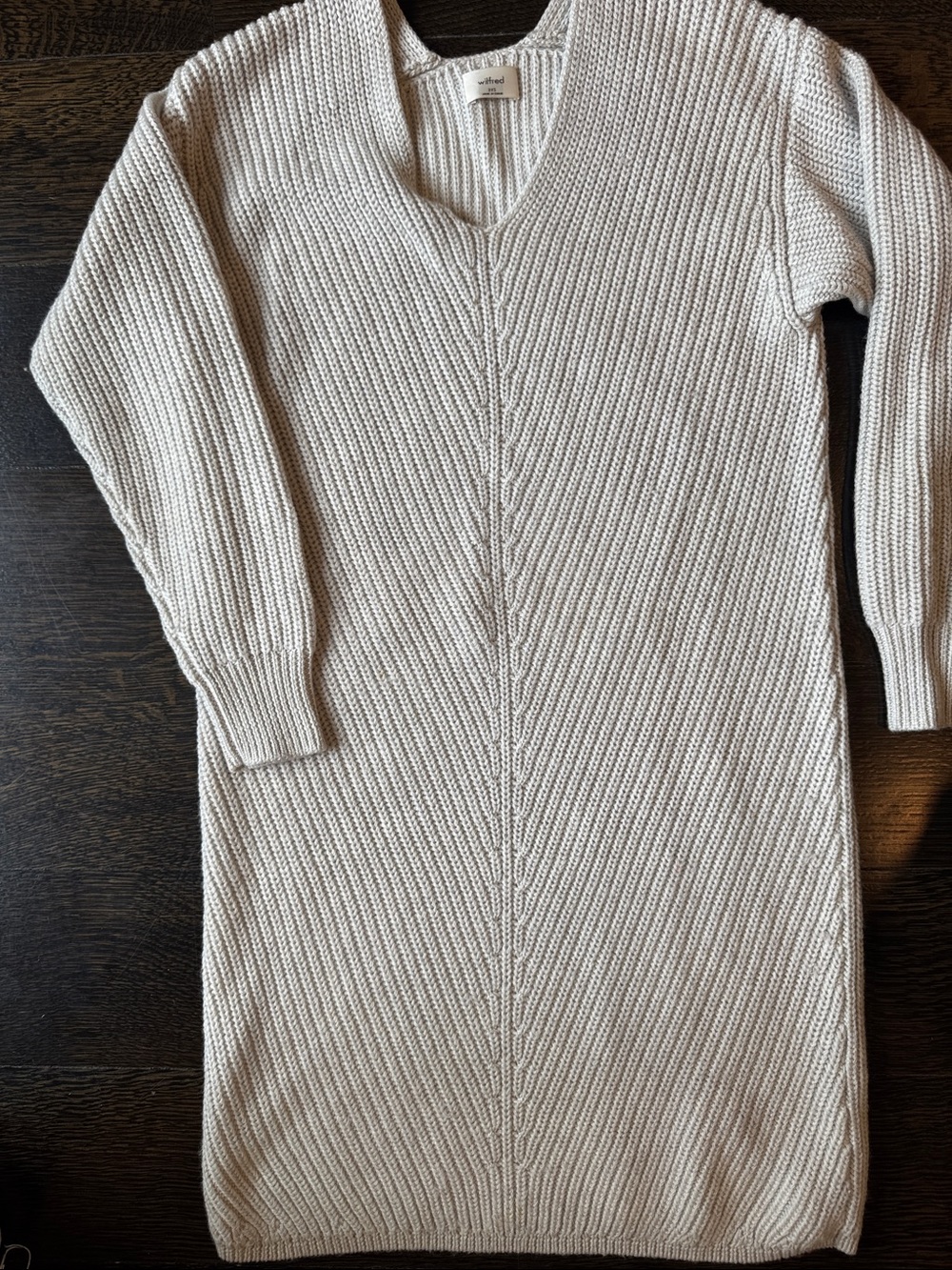 Wilfred Cream Ribbed Long Sleeve Knit Dress